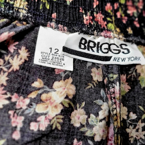 Vintage Briggs New York Black Ditsy Floral Midi Skirt- Size Medium - Picture 5 of 5